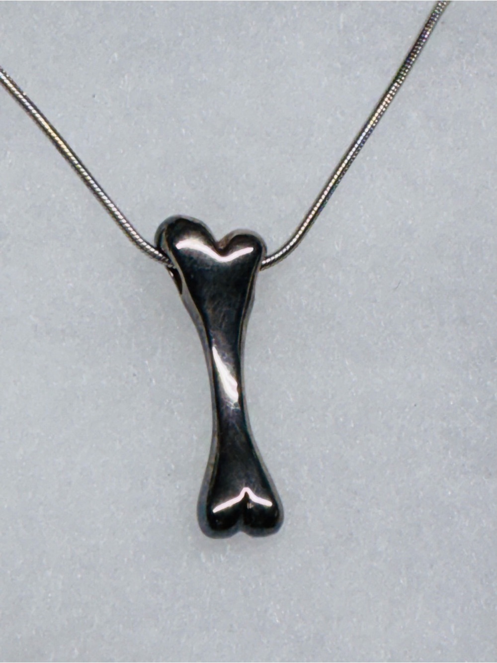 Sterling Silver Heart-Bone Pendant Necklace